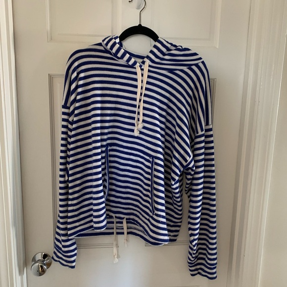 J. Crew Blue and White Striped Hoodie - Picture 1 of 3